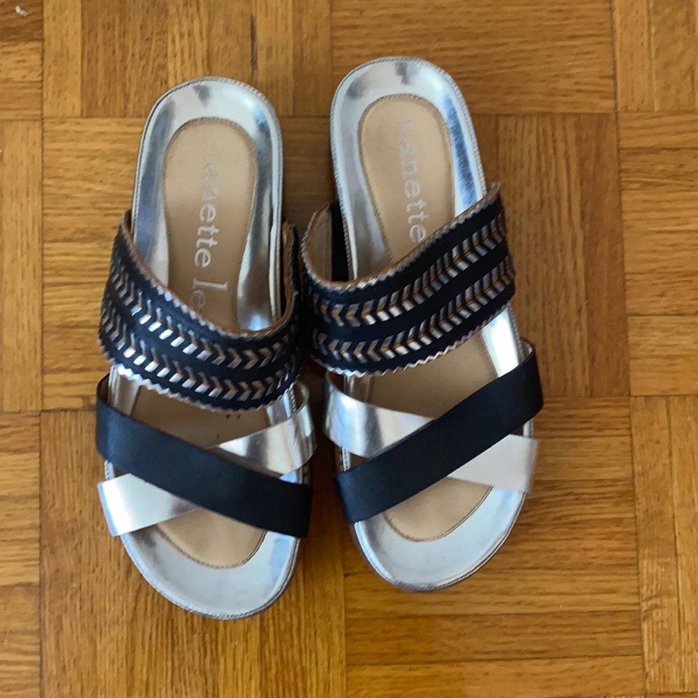 Nanette Lepore metallic sandals in size 8.5.